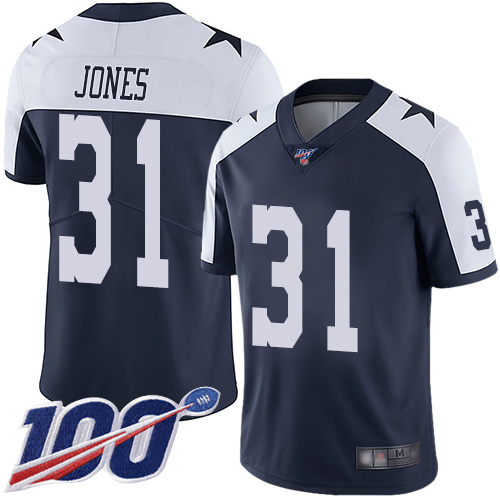 Men Dallas Cowboys Limited Navy Blue Byron Jones Alternate #31 100th Season Vapor Untouchable Throwback NFL Jersey